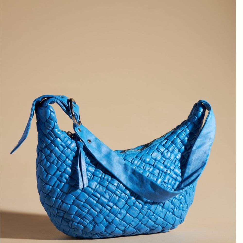 Anthro Blue Woven genuine leather Shoulder Bag